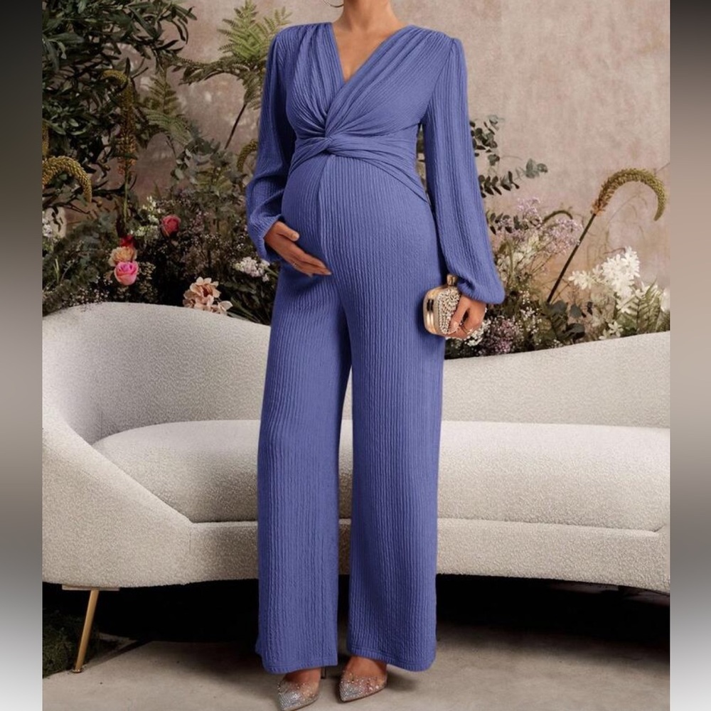 SHEIN Blue Maternity Jumpsuit